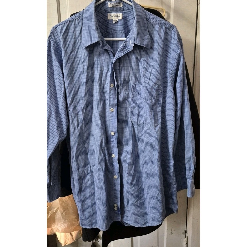 Paul Fredrick Dress‎ Shirt • 16.5 / 32 • Blue Check Plaid